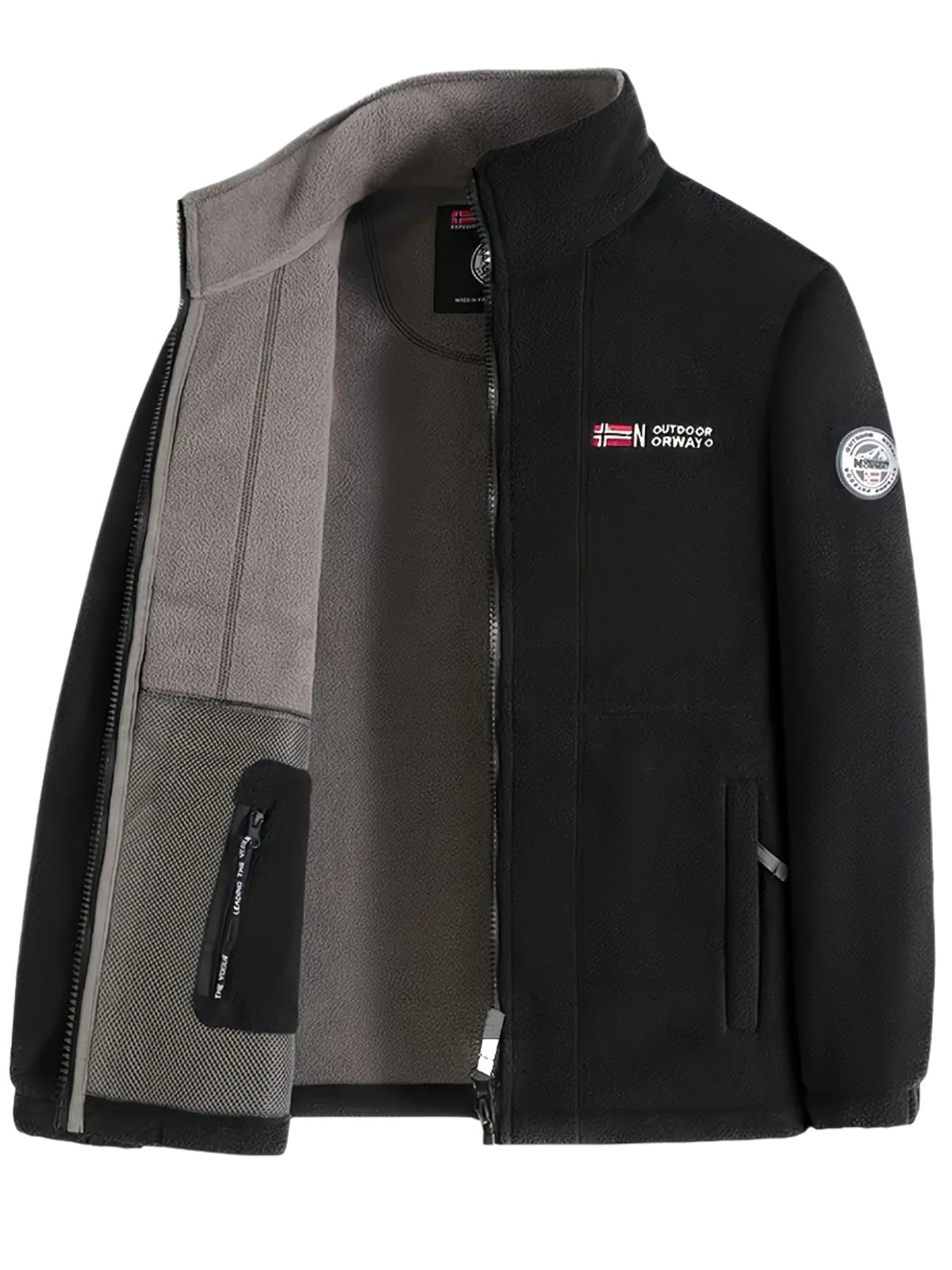 Marcin | Męska bluza polarowa z kołnierzem, bluza polarowa outdoorowa | Rokishi | Khaki