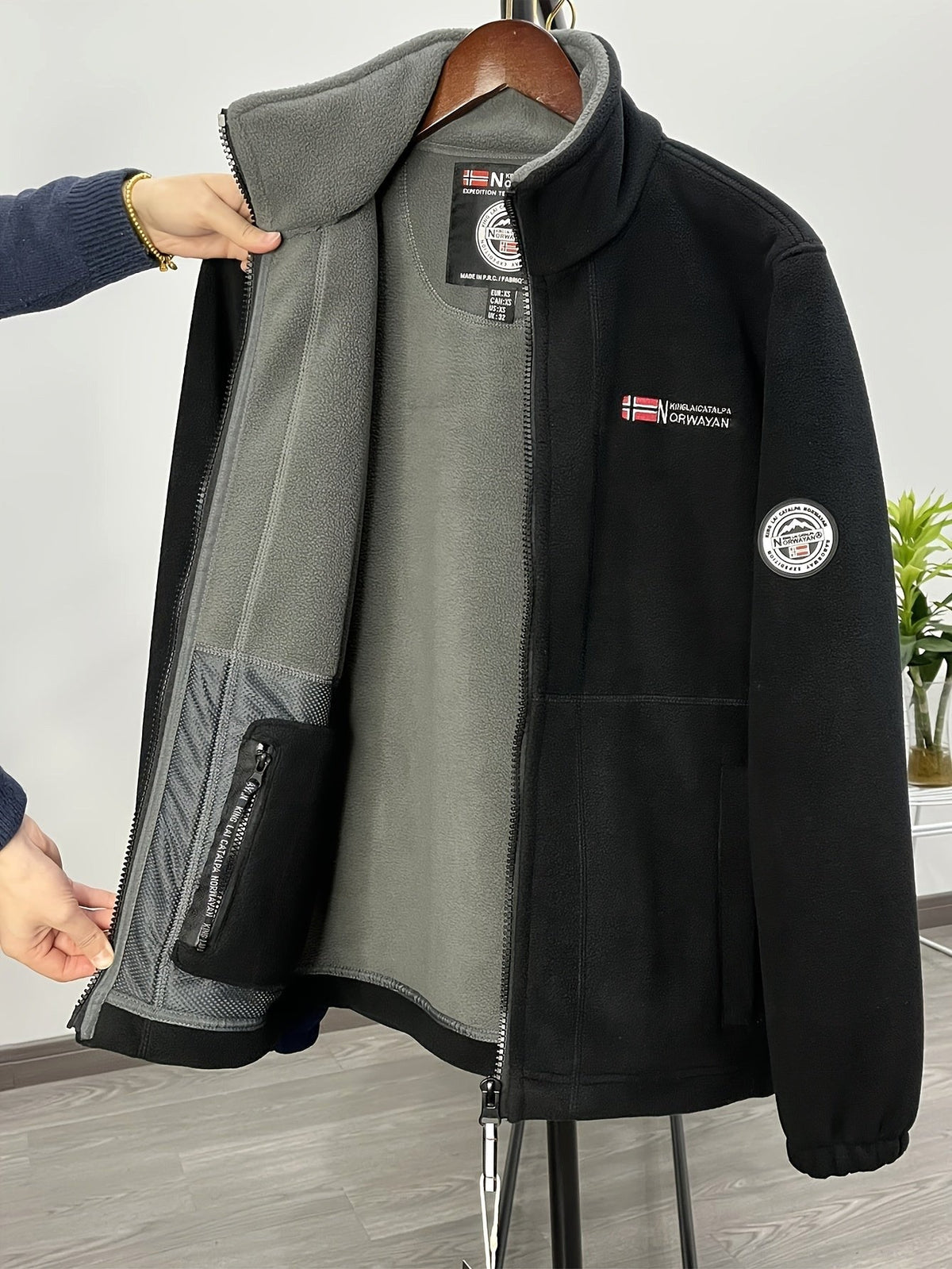 Marcin | Męska bluza polarowa z kołnierzem, bluza polarowa outdoorowa | Rokishi | Khaki