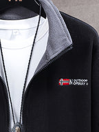 Marcin | Męska bluza polarowa z kołnierzem, bluza polarowa outdoorowa | Rokishi | Khaki