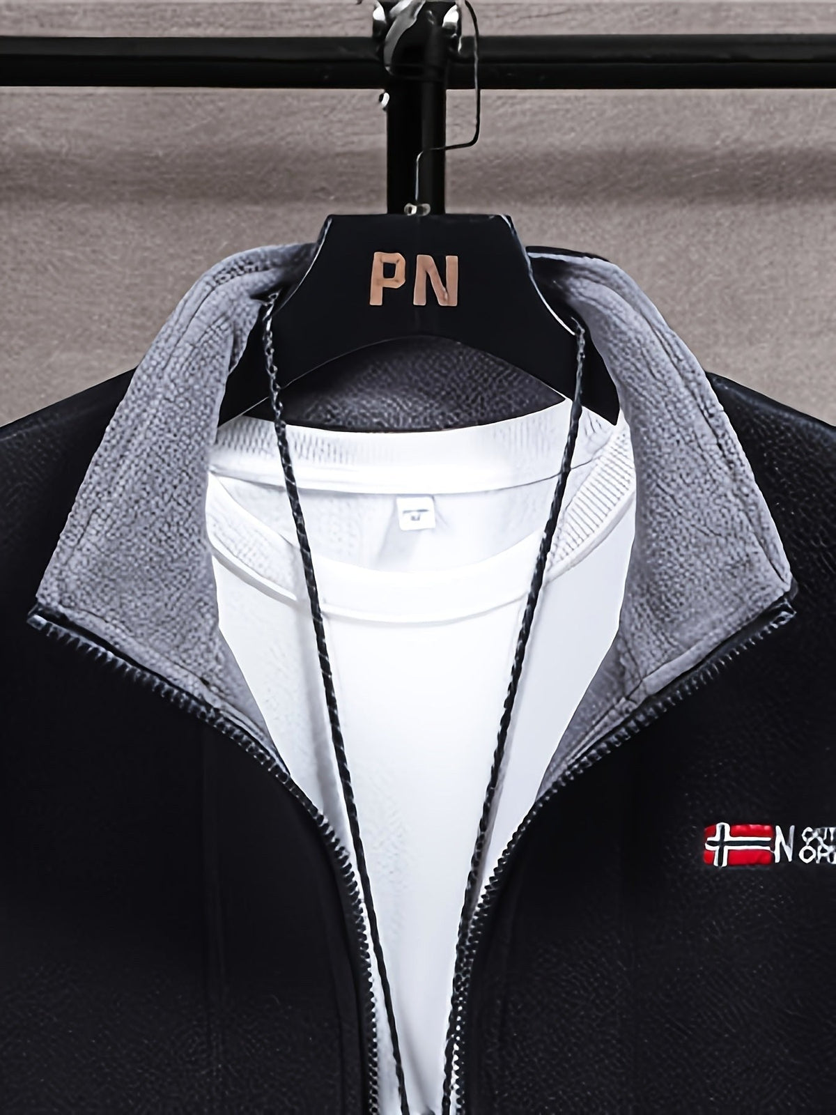 Marcin | Męska bluza polarowa z kołnierzem, bluza polarowa outdoorowa | Rokishi | Szary