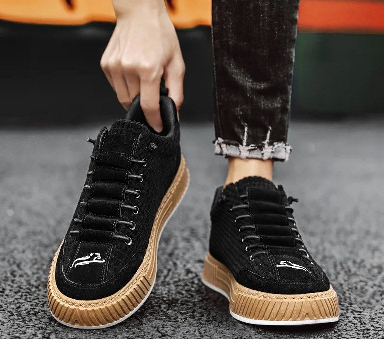 Fabian | Męskie sneakersy sznurowane z pikowaną cholewką i masywną podeszwą | Rokishi