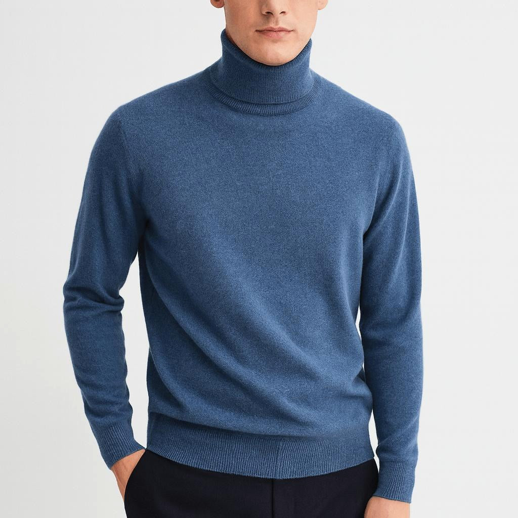 Adrian | Męski sweter z kaszmiru z golfem, ponadczasowy model dzianinowy | Rokishi