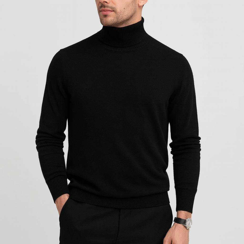 Adrian | Męski sweter z kaszmiru z golfem, ponadczasowy model dzianinowy | Rokishi