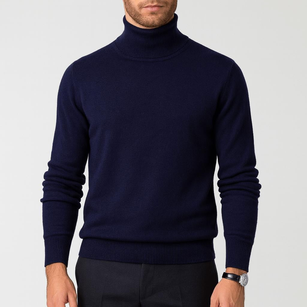 Adrian | Męski sweter z kaszmiru z golfem, ponadczasowy model dzianinowy | Rokishi