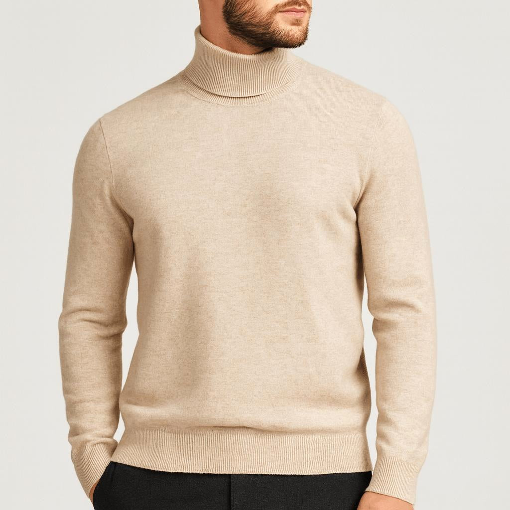 Adrian | Męski sweter z kaszmiru z golfem, ponadczasowy model dzianinowy | Rokishi