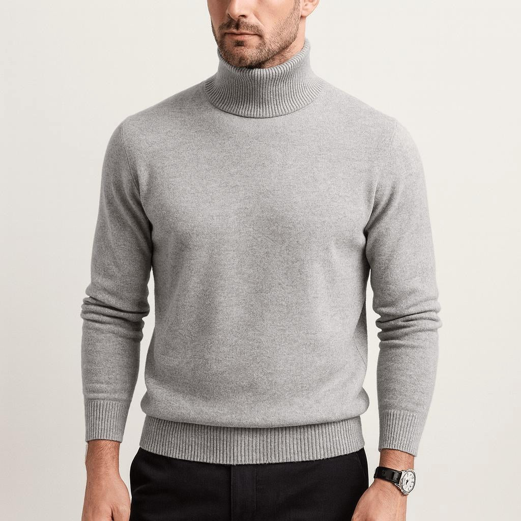 Adrian | Męski sweter z kaszmiru z golfem, ponadczasowy model dzianinowy | Rokishi
