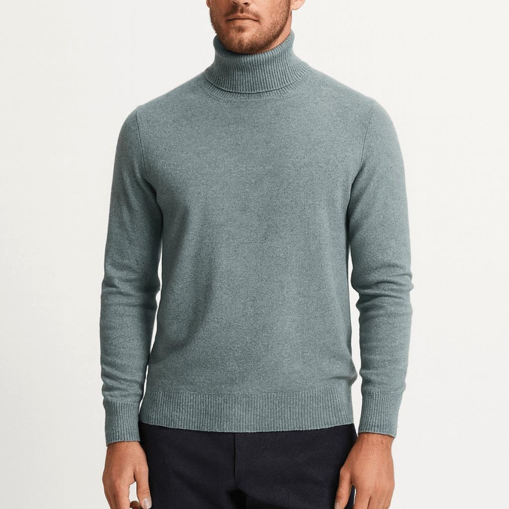 Adrian | Męski sweter z kaszmiru z golfem, ponadczasowy model dzianinowy | Rokishi