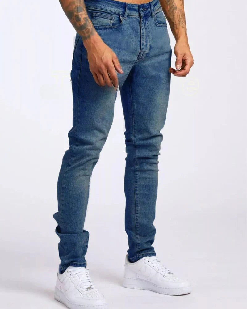 Natan | Męskie czarne jeansy slim fit, spodnie denimowe na co dzień | Rokishi
