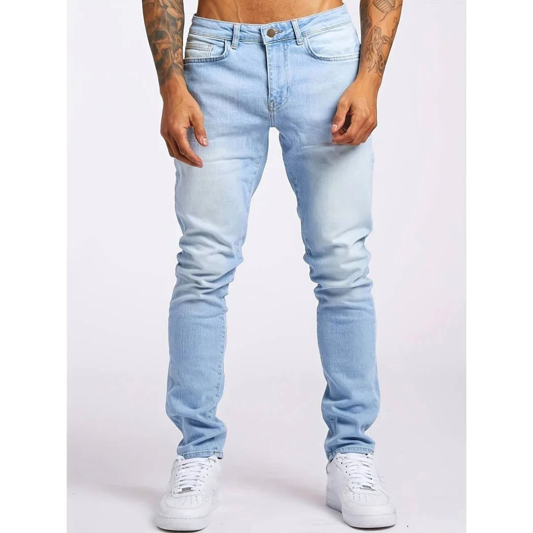 Natan | Męskie czarne jeansy slim fit, spodnie denimowe na co dzień | Rokishi