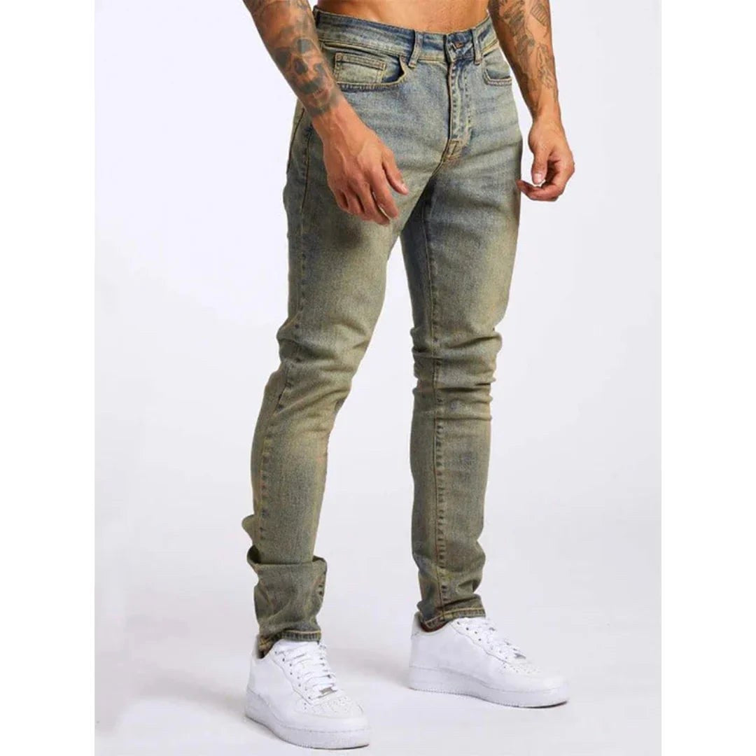 Natan | Męskie czarne jeansy slim fit, spodnie denimowe na co dzień | Rokishi