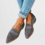 Olga | Damskie zamszowe loafersy, wyściełane buty codzienne | Rokishi | Khaki