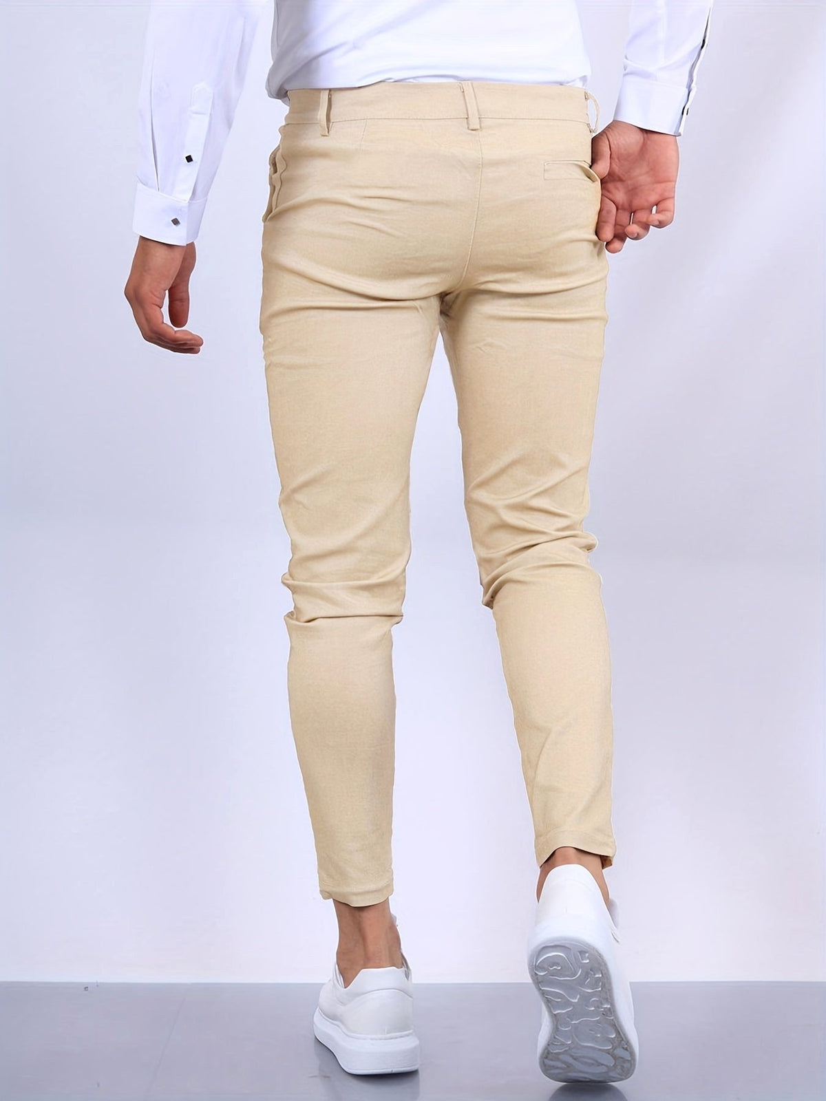 Natan | Męskie chinosy slim fit w kolorze niebieskim, elastyczne spodnie biznesowe | Rokishi | Czysta czerń