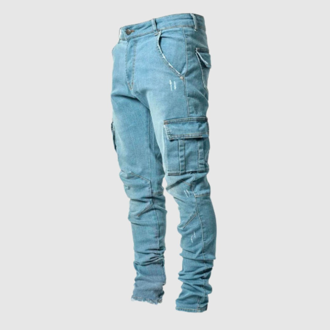 Edward | Męskie jeansy casualowe Ultra-Stretch, wąsko krojone jeansy | Rokishi | Niebieski