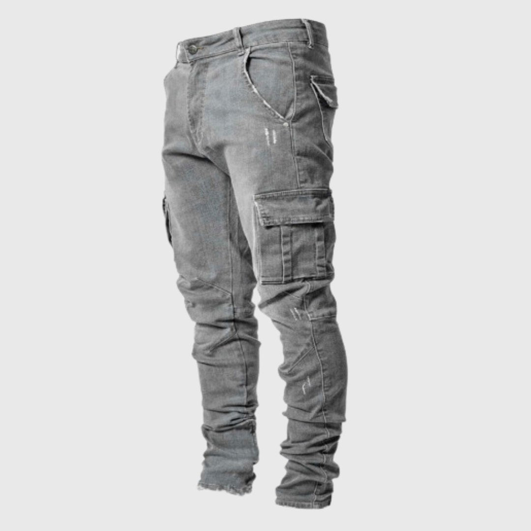 Edward | Męskie jeansy casualowe Ultra-Stretch, wąsko krojone jeansy | Rokishi | Niebieski