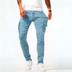Edward | Męskie jeansy casualowe Ultra-Stretch, wąsko krojone jeansy | Rokishi | Niebieski