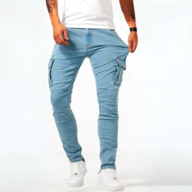 Edward | Męskie jeansy casualowe Ultra-Stretch, wąsko krojone jeansy | Rokishi | Niebieski