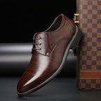 Jarosław | Męskie sznurowane buty z detalami brogue, eleganckie buty biznesowe | Rokishi | Czarny