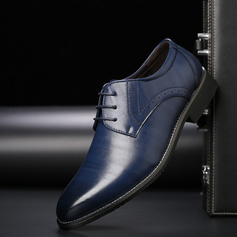 Jarosław | Męskie sznurowane buty z detalami brogue, eleganckie buty biznesowe | Rokishi | Czarny