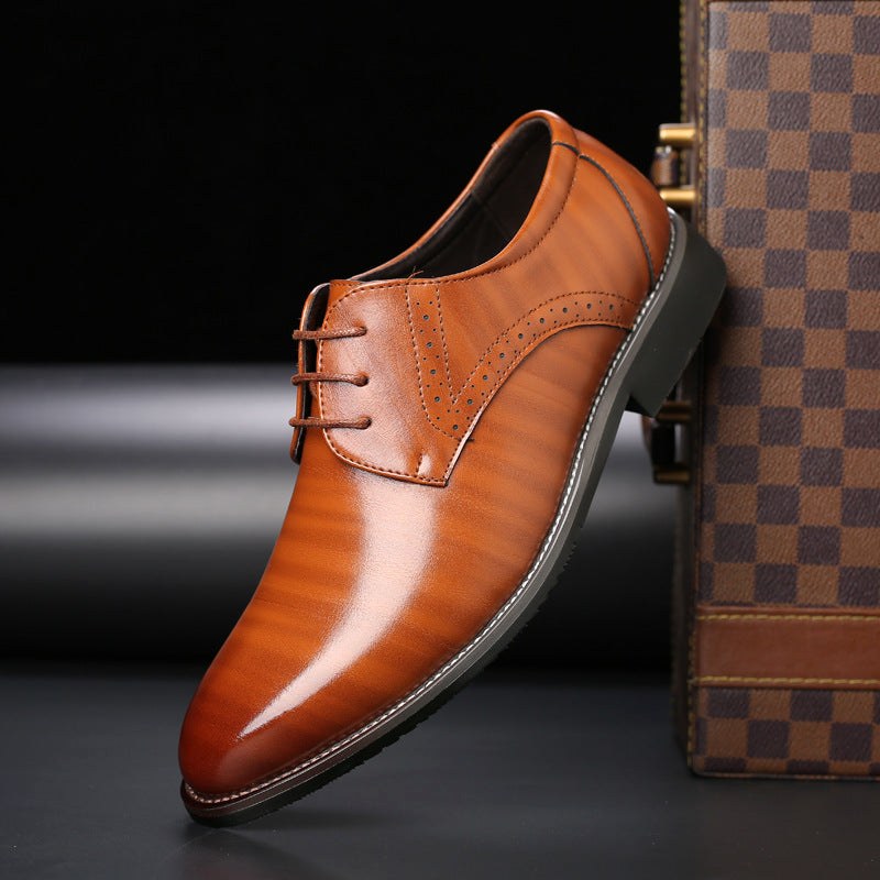 Jarosław | Męskie sznurowane buty z detalami brogue, eleganckie buty biznesowe | Rokishi | Czarny