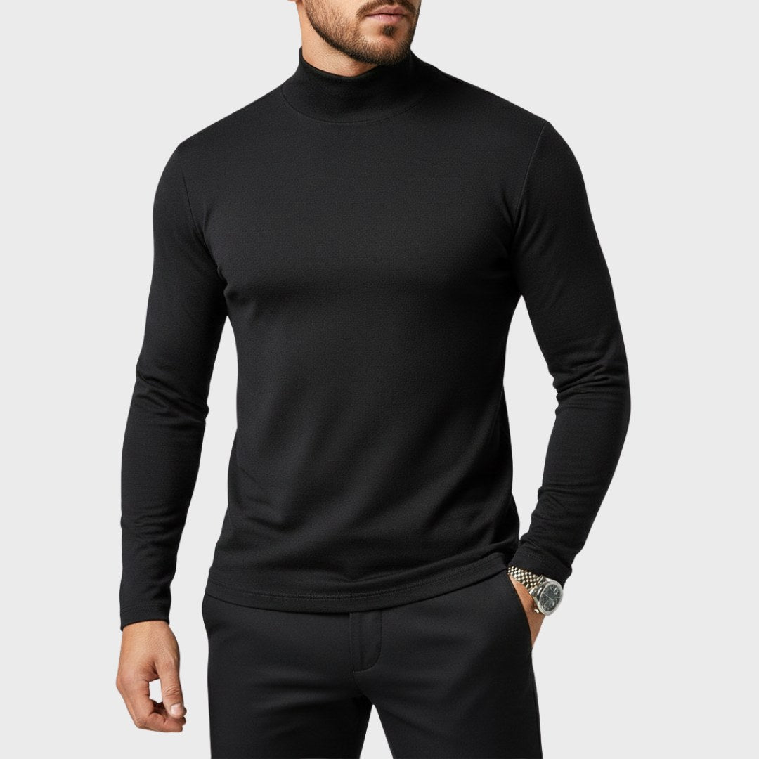Rafał | Męski sweter z golfem o smukłym kroju, elegancki sweter jesienny | Rokishi | Czarny