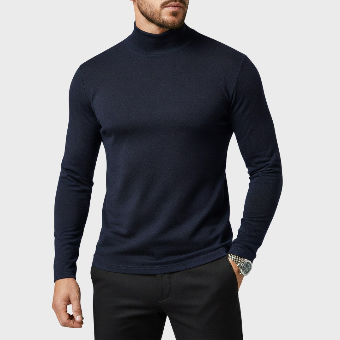 Rafał | Męski sweter z golfem o smukłym kroju, elegancki sweter jesienny | Rokishi | Czarny