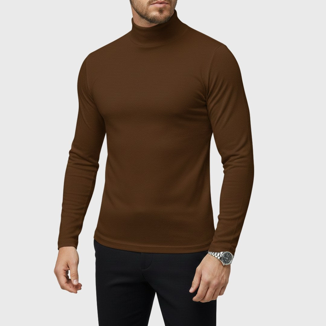 Rafał | Męski sweter z golfem o smukłym kroju, elegancki sweter jesienny | Rokishi | Czarny
