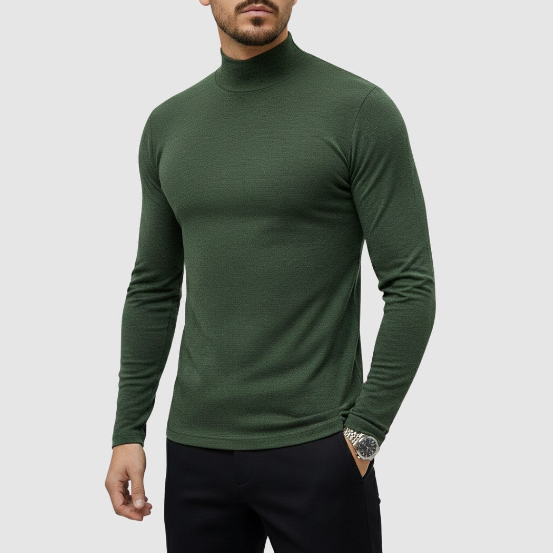 Rafał | Męski sweter z golfem o smukłym kroju, elegancki sweter jesienny | Rokishi | Czarny