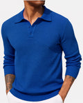 Jerzy | Męski sweter z kołnierzykiem polo, elegancki sweter z dzianiny | Rokishi | Niebieski