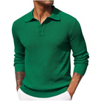Jerzy | Męski sweter z kołnierzykiem polo, elegancki sweter z dzianiny | Rokishi | Niebieski