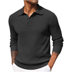 Jerzy | Męski sweter z kołnierzykiem polo, elegancki sweter z dzianiny | Rokishi | Niebieski