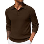 Jerzy | Męski sweter z kołnierzykiem polo, elegancki sweter z dzianiny | Rokishi | Niebieski